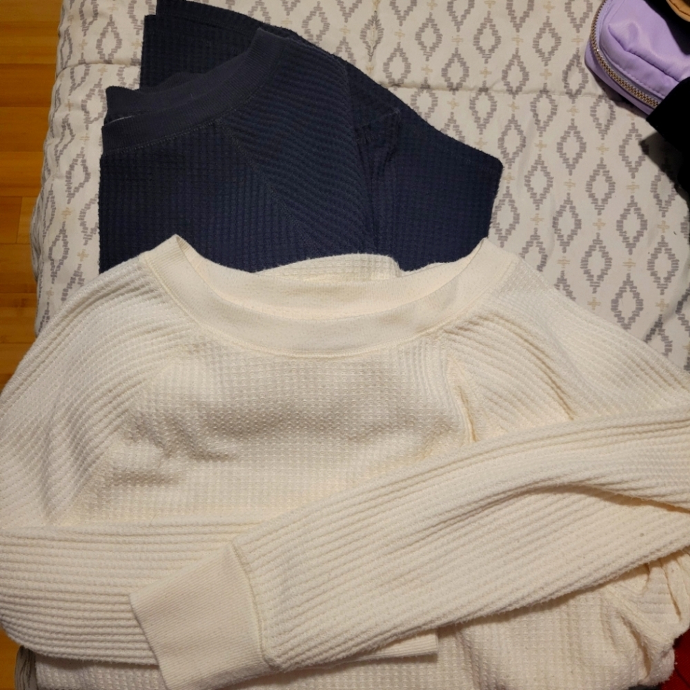Two Loft Waffle Long Sleeve Tops